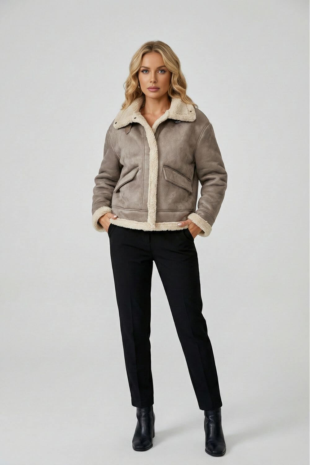 Caurelle | Women’s Plush Shearling Short Jacket – Soft Winter Comfort
