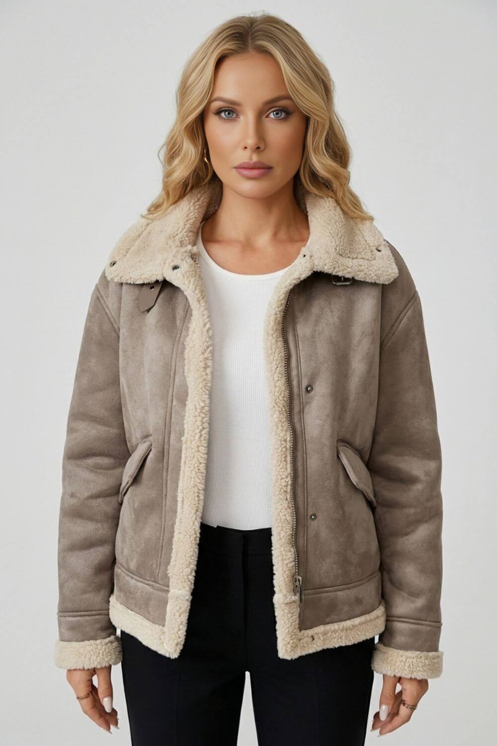 Caurelle | Women’s Plush Shearling Short Jacket – Soft Winter Comfort