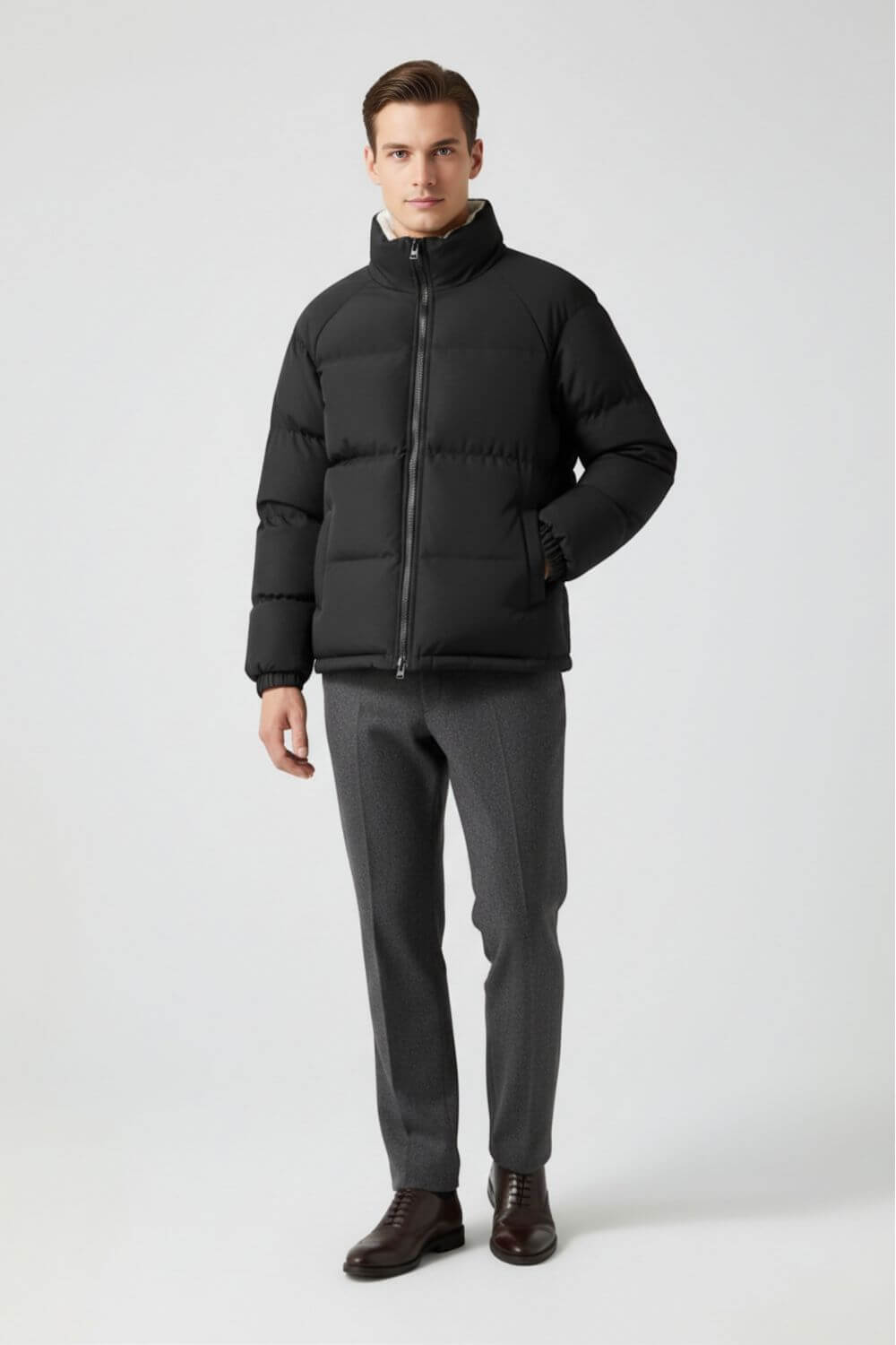 Caurelle | Men’s Black Puffer Jacket with Fleece Lining