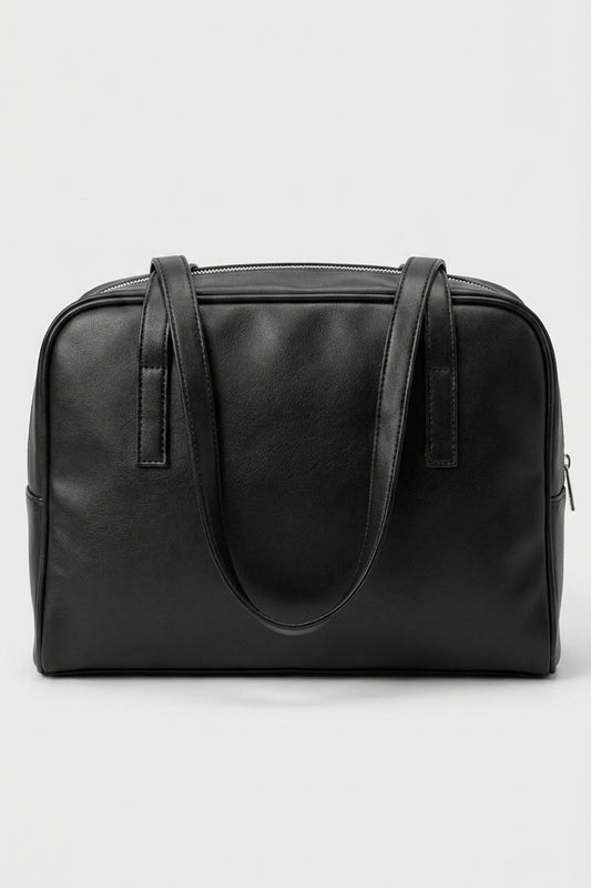 Women's Spacious Leather Shoulder Bag with Double Handle
