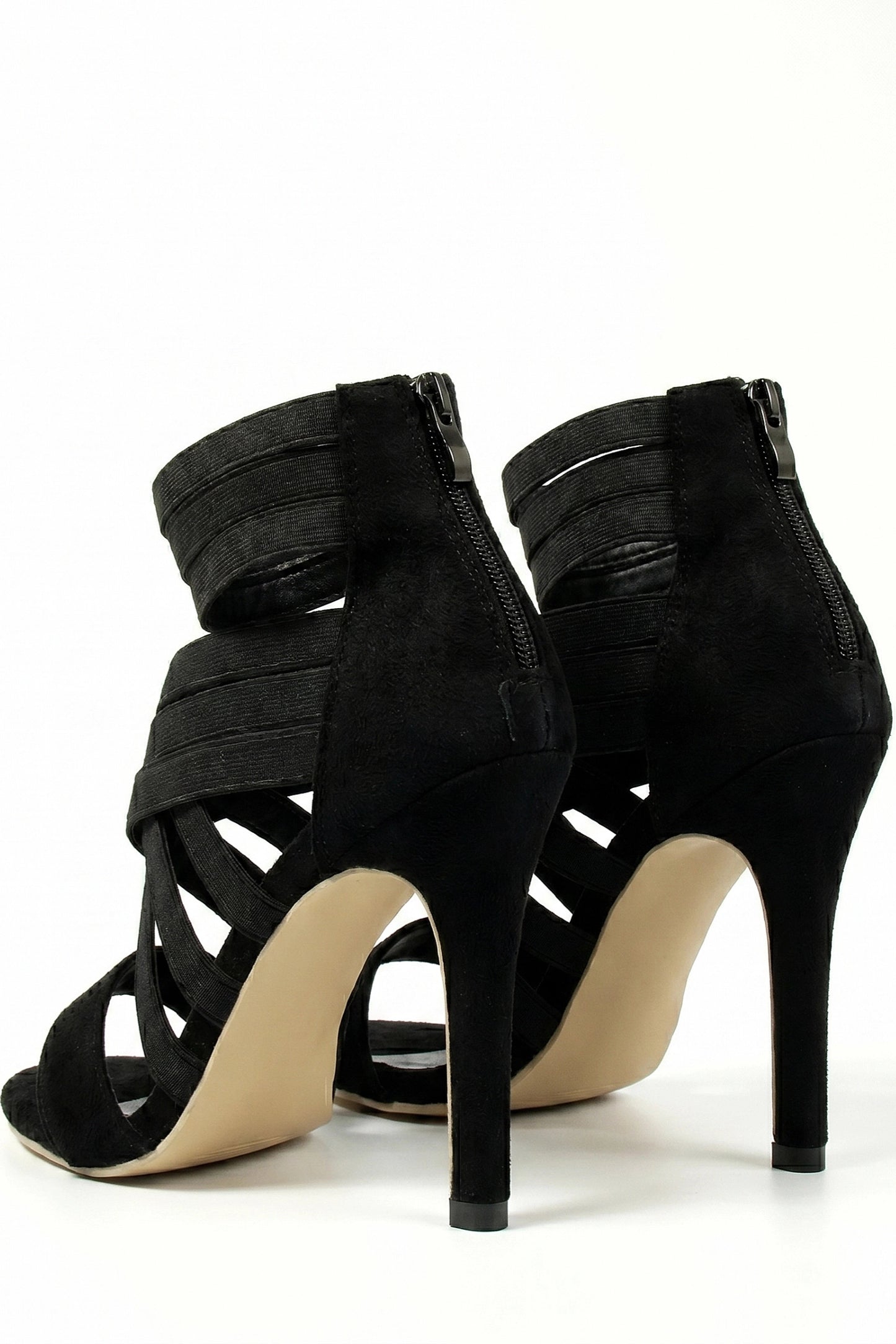 Caurelle | Women’s Black High Heel Elastic Fit Zip Closure