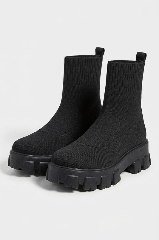 Women's Winter Easy Wear Sock Ankle Boots with Chunky Platform Sole