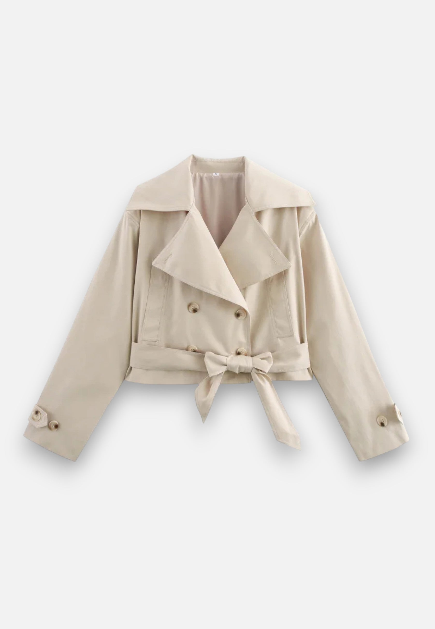 Caurelle | Women’s Cropped Trench – Double-Breasted Belted