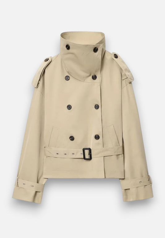 Caurelle | Women’s Cropped Trench Coat – Spring Turtleneck