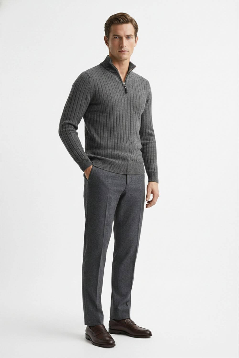 Caurelle | Men’s Ribbed Half-Zip Jumper