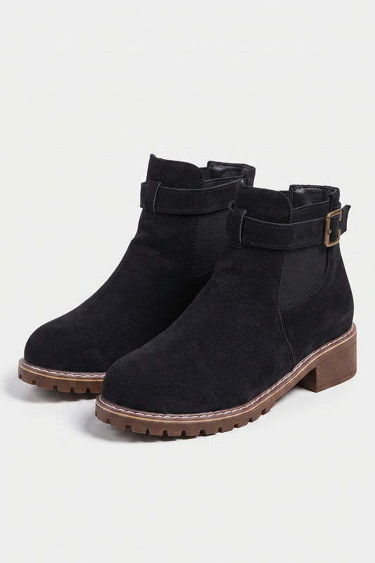 Women’s Winter Versatile Suede Ankle Boots with Buckle Strap