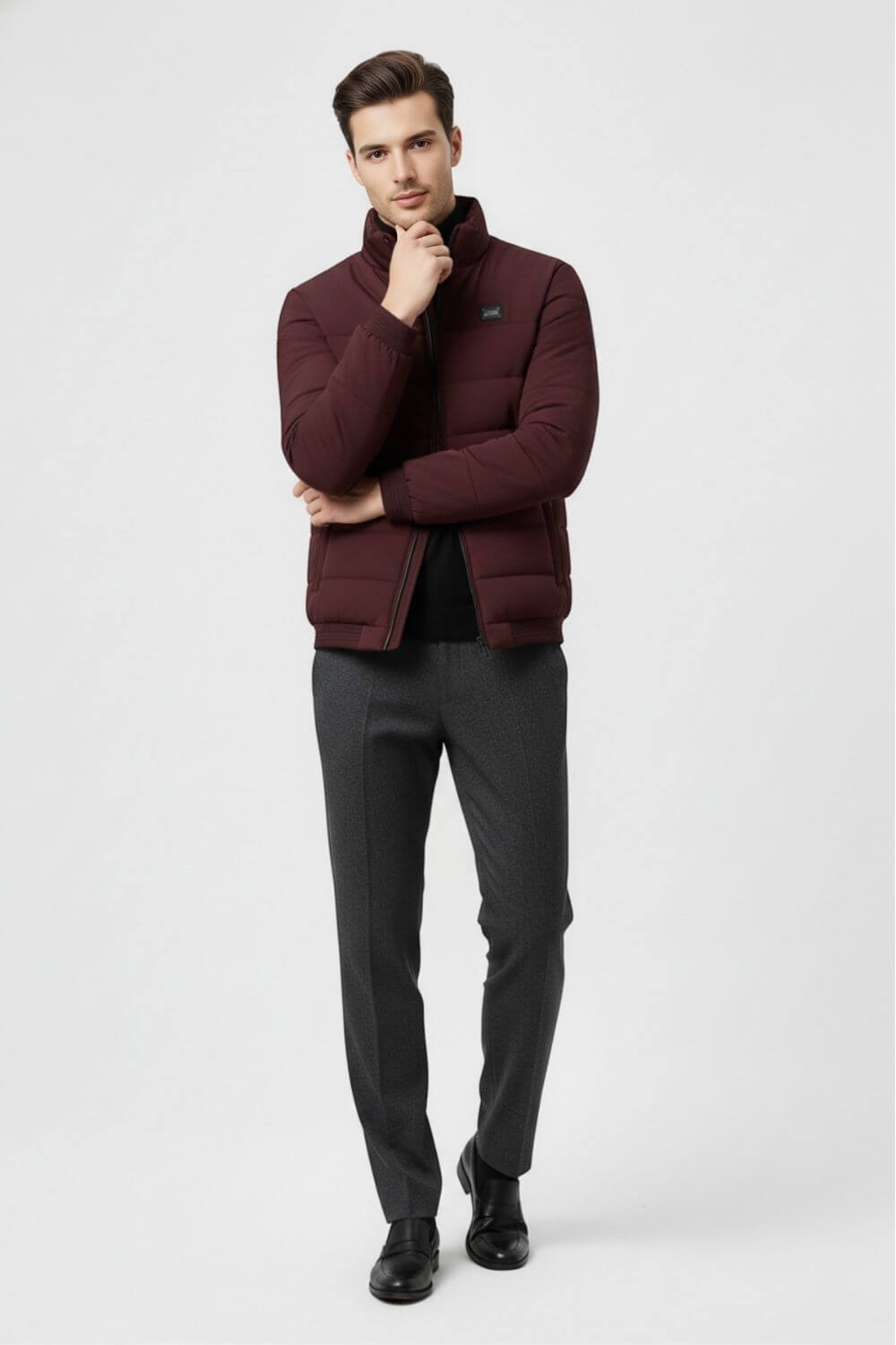 Caurelle | Men’s Stand-Collar Puffer Jacket with Fleece Lining