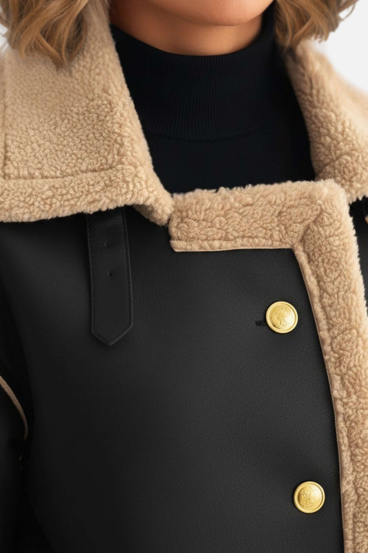 Caurelle | Women’s Smooth Cropped Faux Fur Lapel Jacket