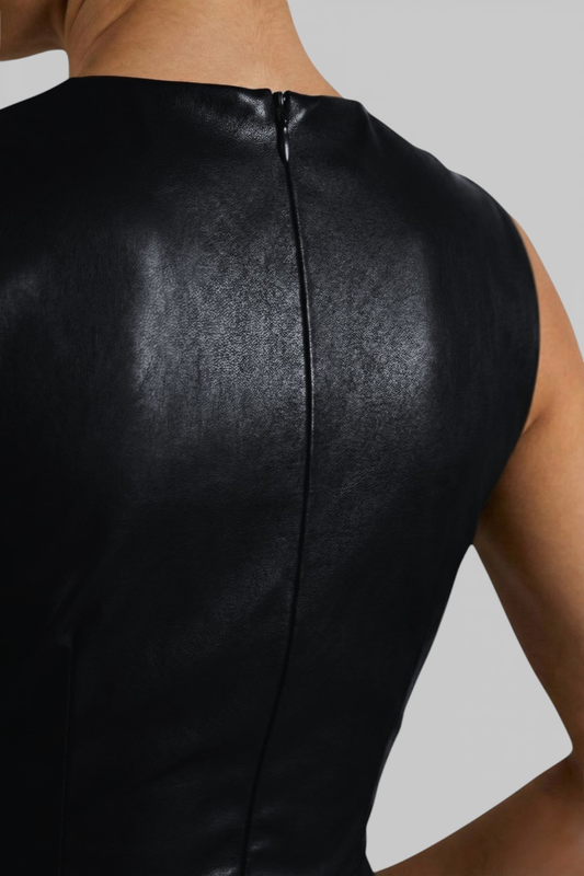 Caurelle | Women's Mini Dress PU Leather Slim Fit Sleeveless