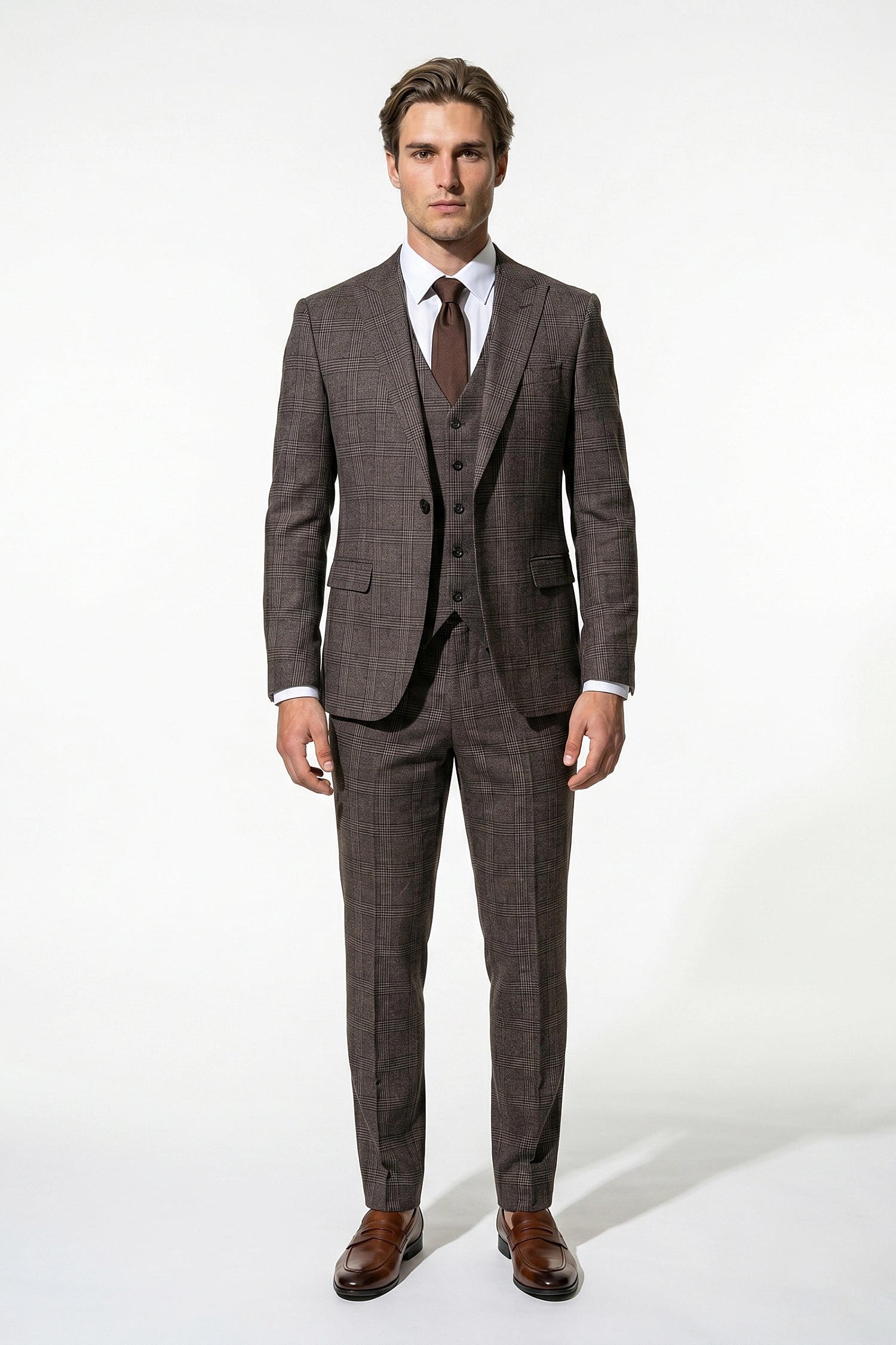 Caurelle | Men’s Plaid Three Piece Suit Business Wedding Guest Casual Elegance