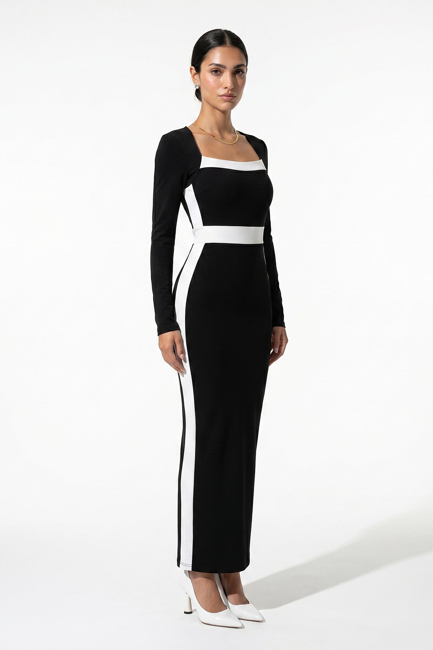 Caurelle | Women’s Black & White Bodycon Maxi Dress
