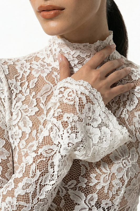 Caurelle | Women’s Lace Long-Sleeve Midi Dress