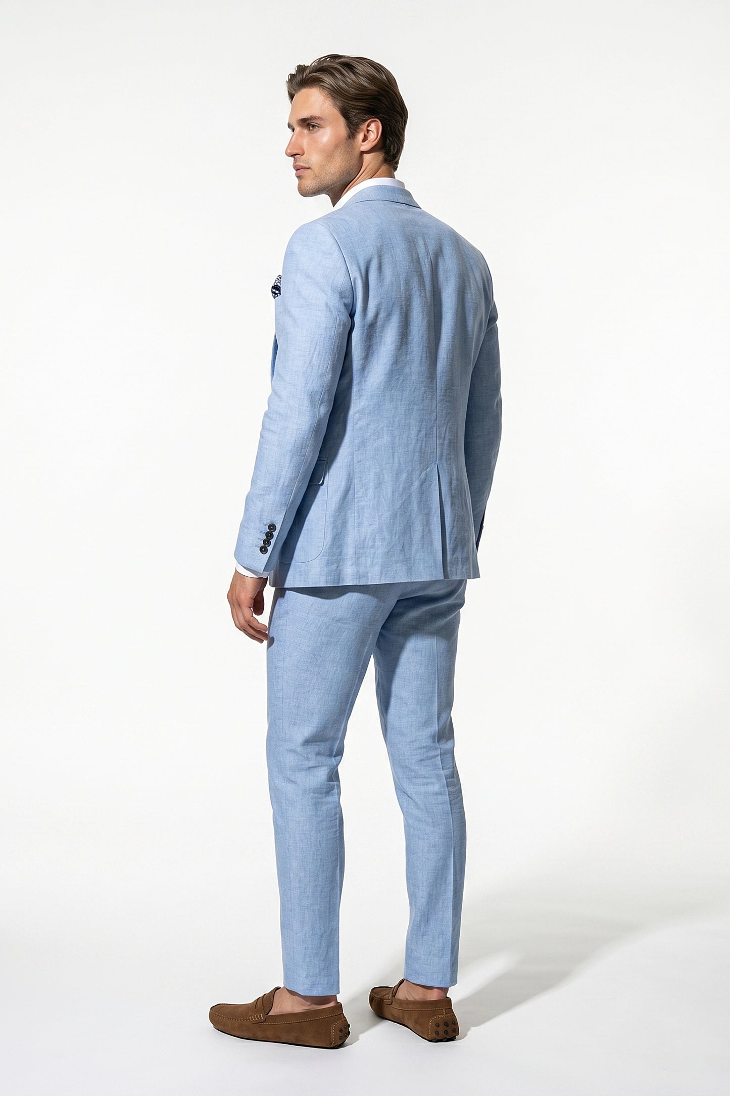 Linen Slim Fit 2 Piece Suit Men - Wedding Guest Trousers Blazer