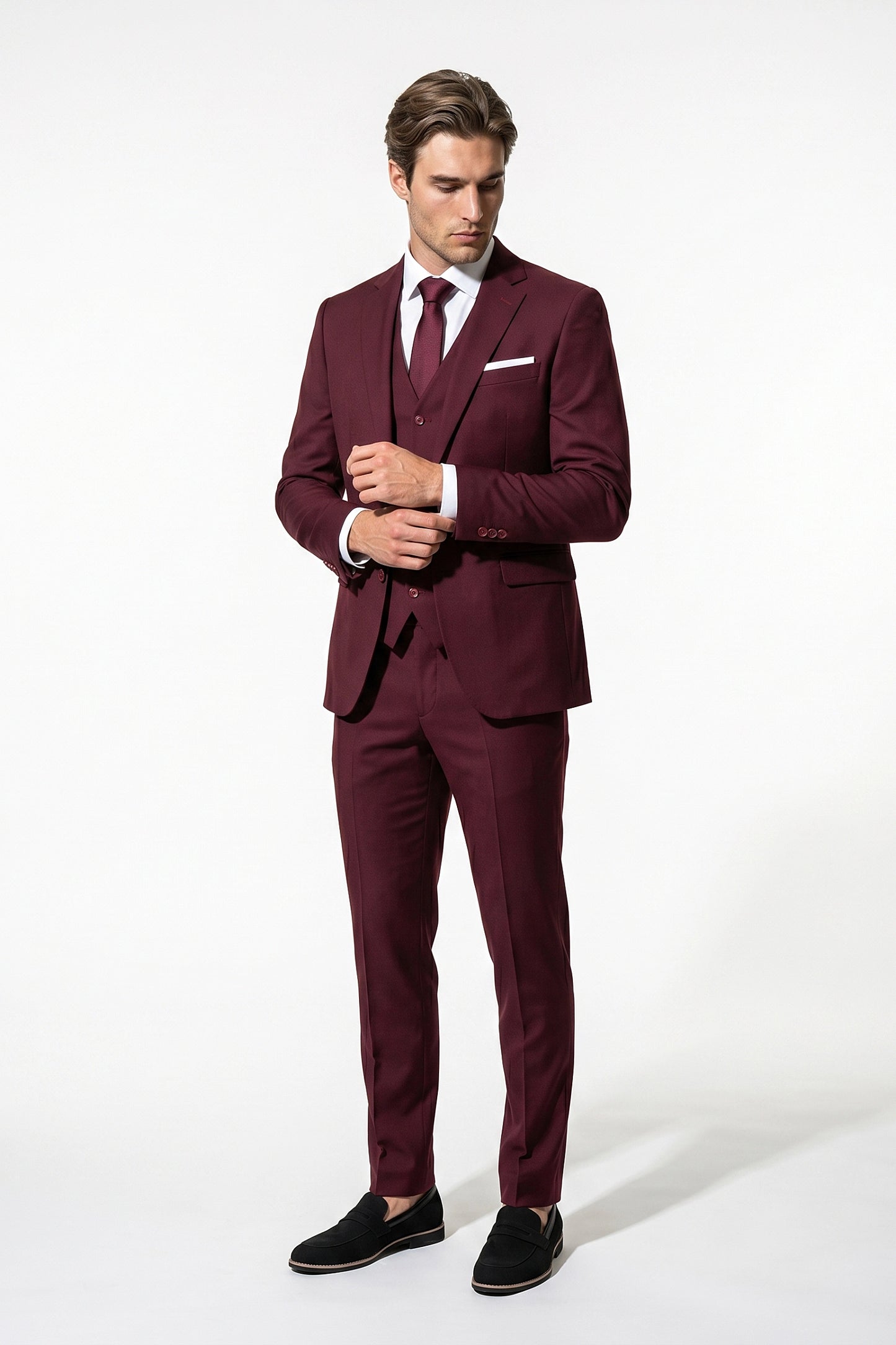 Slim Fit Tailored Three Piece Suit Men Wedding Groom Prom