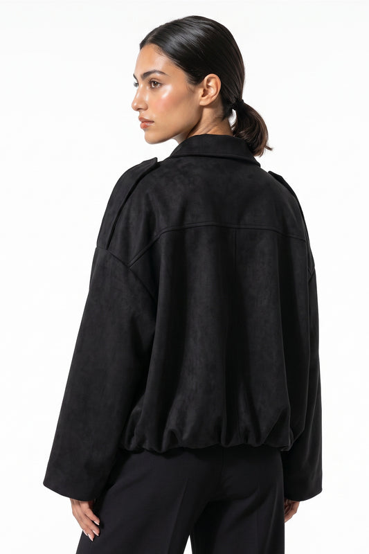 Women’s Winter Cropped Bomber Jacket with Oversized Fit