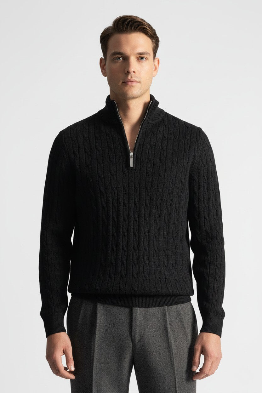 Caurelle | Men’s Half-Zip Knitted Jumper – Wool Blend Autumn Winter
