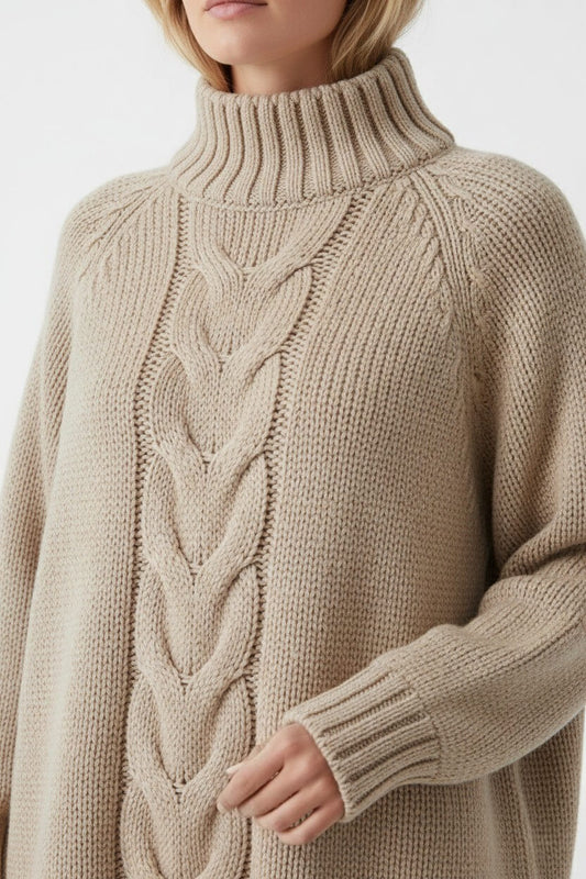 Caurelle | Women’s Knitted Jumper Dress – Cable Knit Autumn Winter