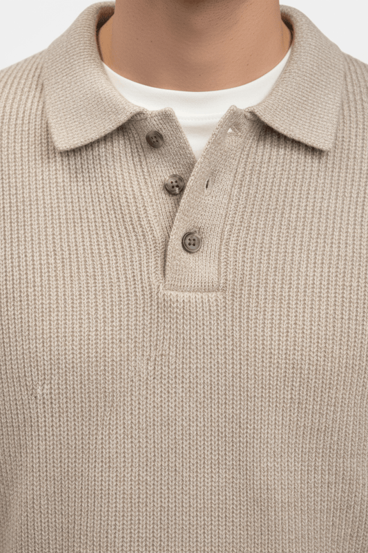 Caurelle | Men’s Knitted Jumper – Polo Collar High Stretch Autumn Winter