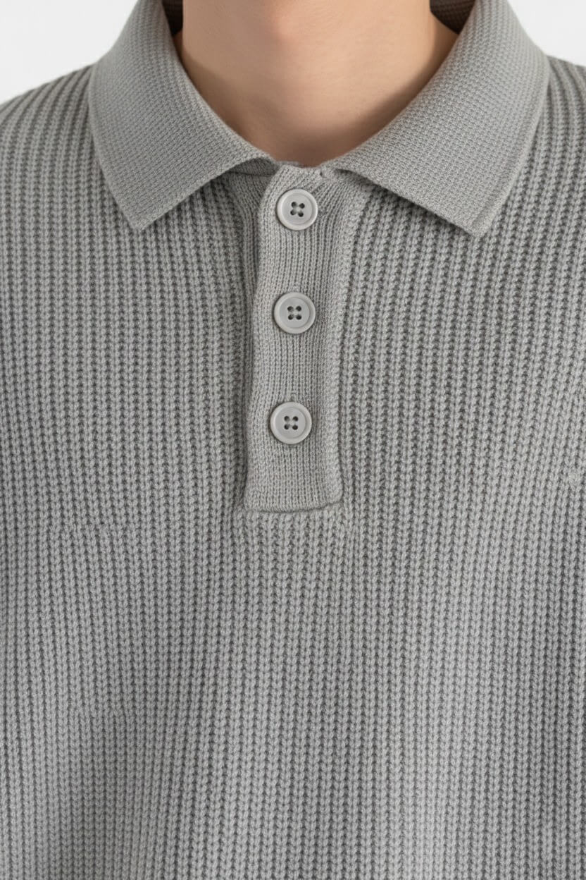 Caurelle | Men’s Knitted Jumper – Loose Polo Collar Autumn Winter