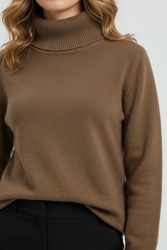 Caurelle | Women’s Roll Neck Jumper – Minimalist Autumn Winter Knit