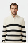 Caurelle | Men’s Knitted Jumper – Striped Half-Zip Pullover