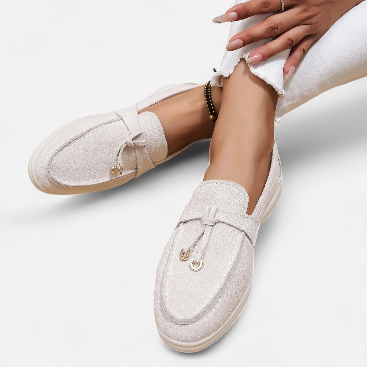 Caurelle | Women's Soft Leather Retro Slip-On Shoes – Chunky Sole Comfort