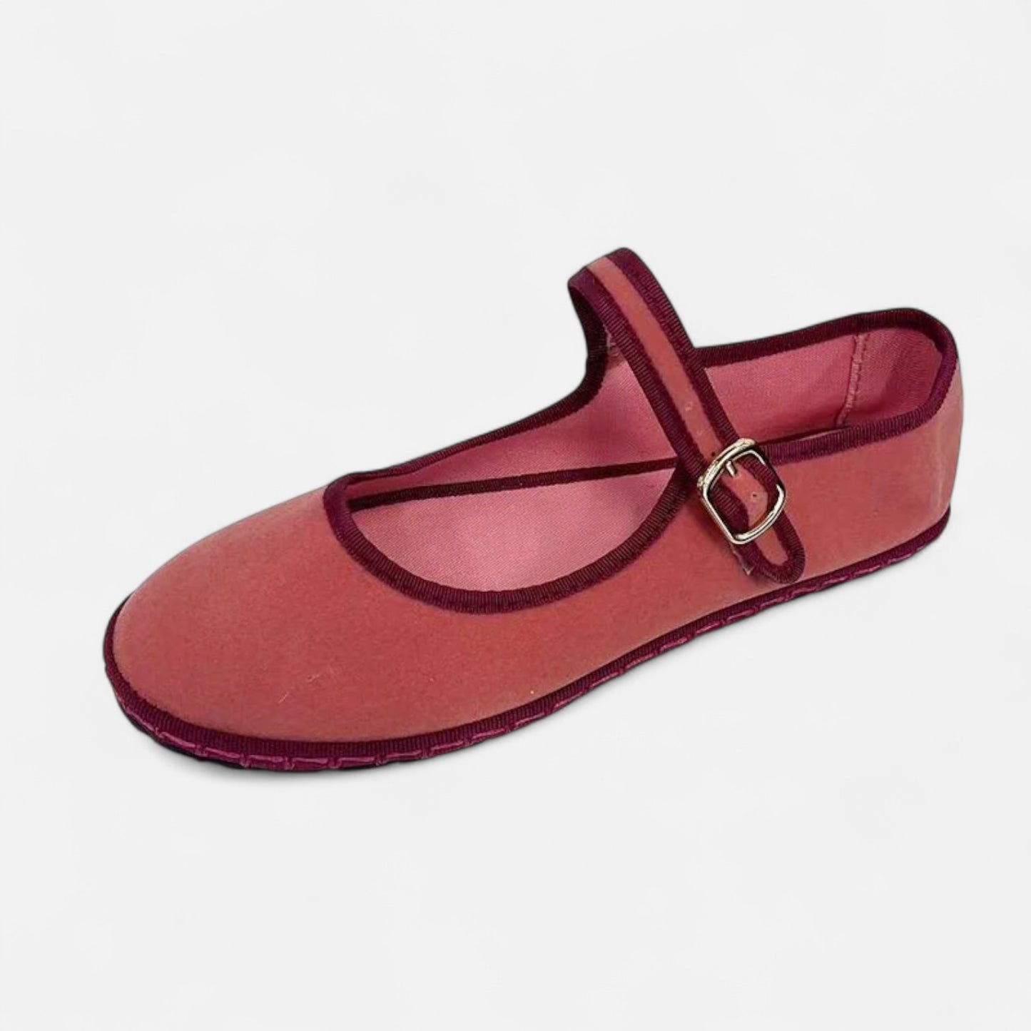 Caurelle | Hand-Stitched Red Cloth Ballet Flats – Effortless Elegance for Every Step