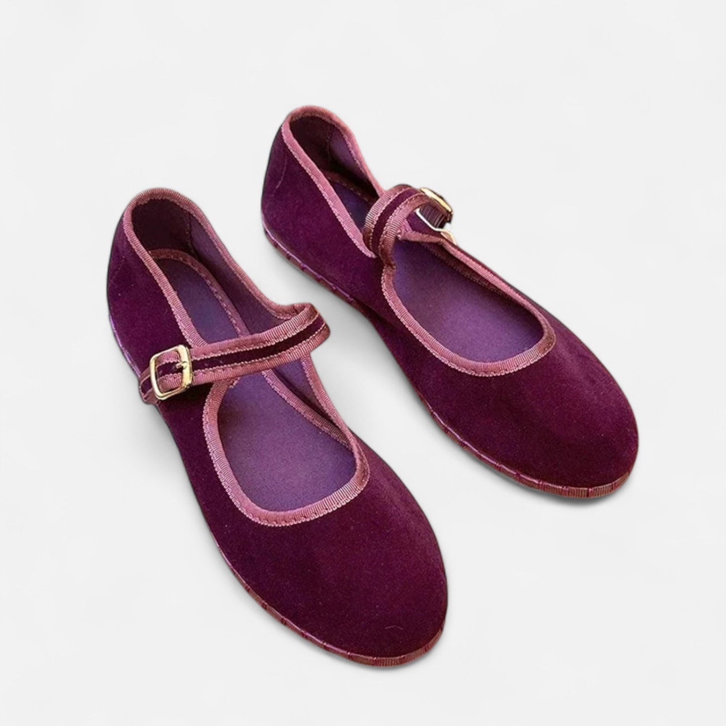 Caurelle | Hand-Stitched Red Cloth Ballet Flats – Effortless Elegance for Every Step