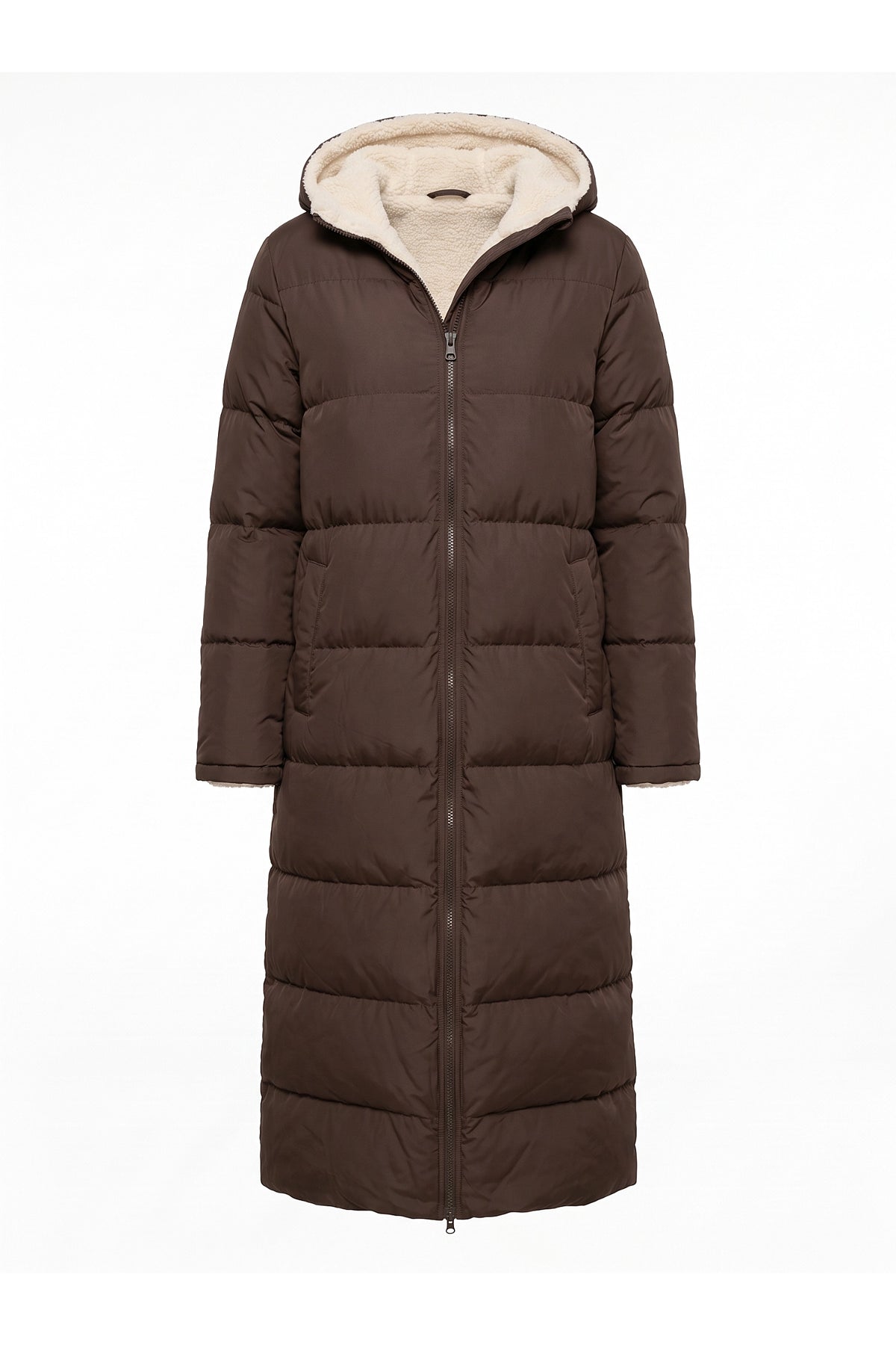 Women’s Winter Warm Longline Fleece Lined Puffer Coat with Hood