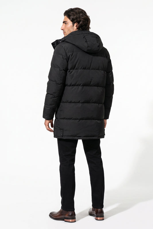Men’s Winter Warm Longline Hooded Puffer Jacket