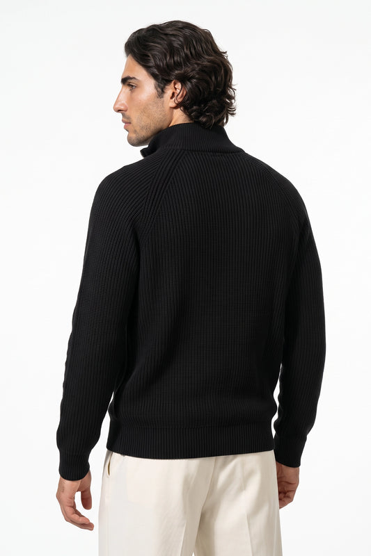 Men’s Winter Warm Ribbed Quarter Zip Knit Jumper