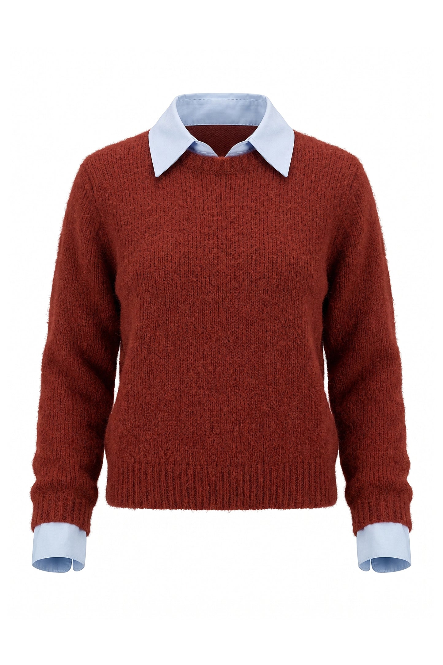 Women's Winter Warm Crew Neck Jumper with Layered Collar