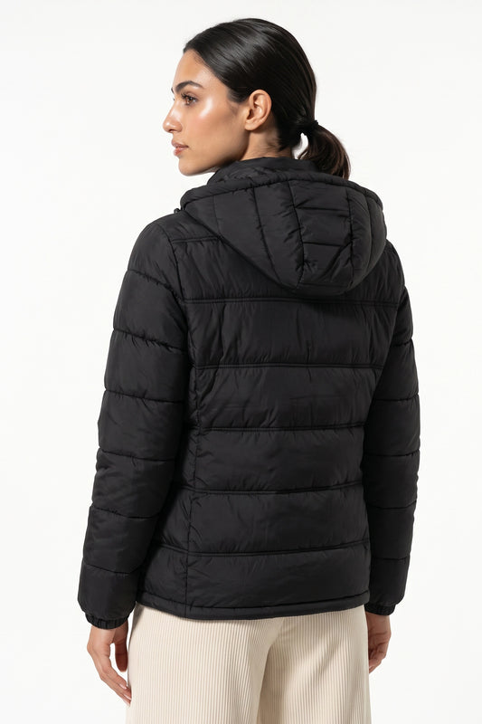 Women’s Winter Warm Hooded Black Puffer Jacket