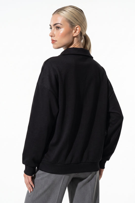 Women’s Winter Comfortable Quarter Zip Jumper with Oversized Fit