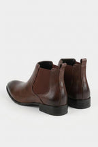Men’s Comfortable Leather Chelsea Boots Rounded Toe Low Heel