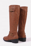 Women’s Winter Easy Wear Leather Knee High Boots with Buckle Detail