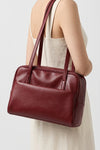 Women's Spacious Leather Shoulder Bag with Double Handle