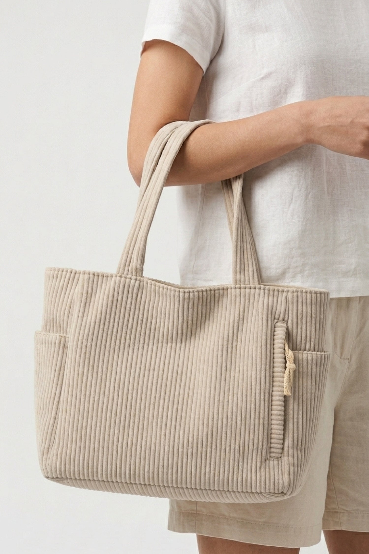 Women's Spacious Corduroy Tote Shoulder Bag