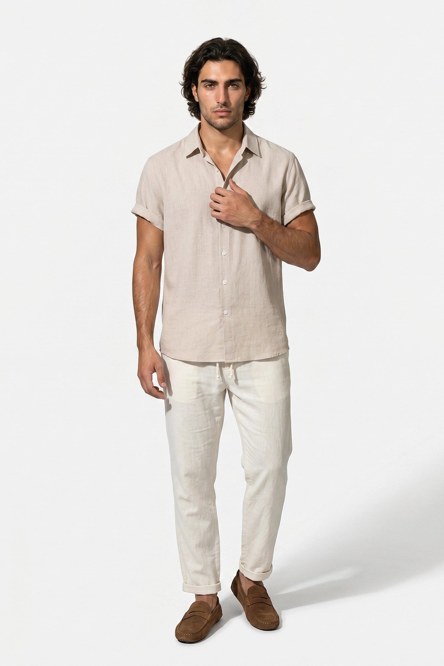 Caurelle | Men’s Shirt and Trousers Set Linen Look Comfort Summer Outfit