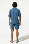 Men's Ribbed Knit Resort Shirt and Shorts set with Camp Collar