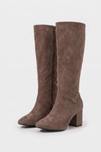 Women's Winter Block Heel Suede Knee High Boots