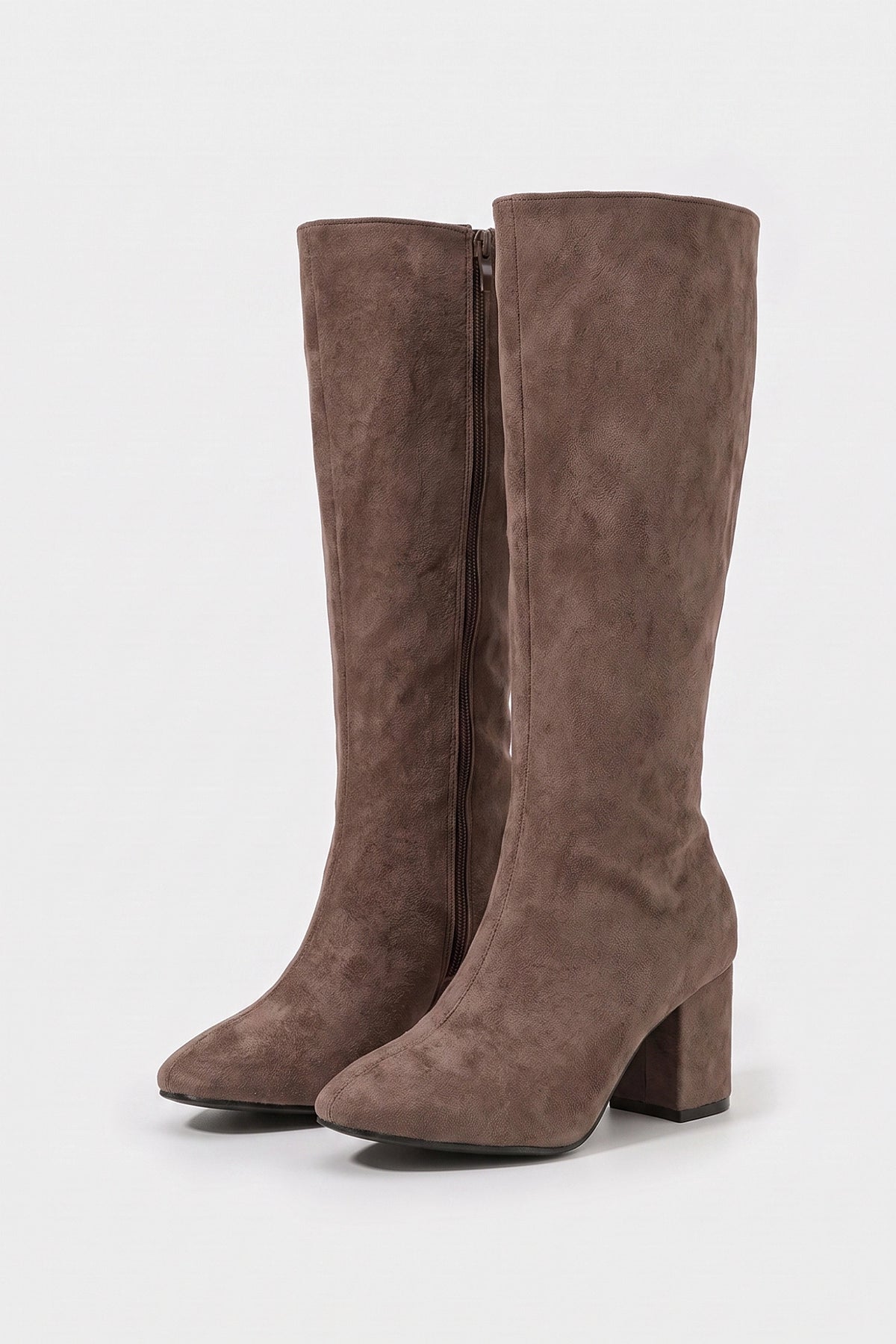 Women's Winter Block Heel Suede Knee High Boots