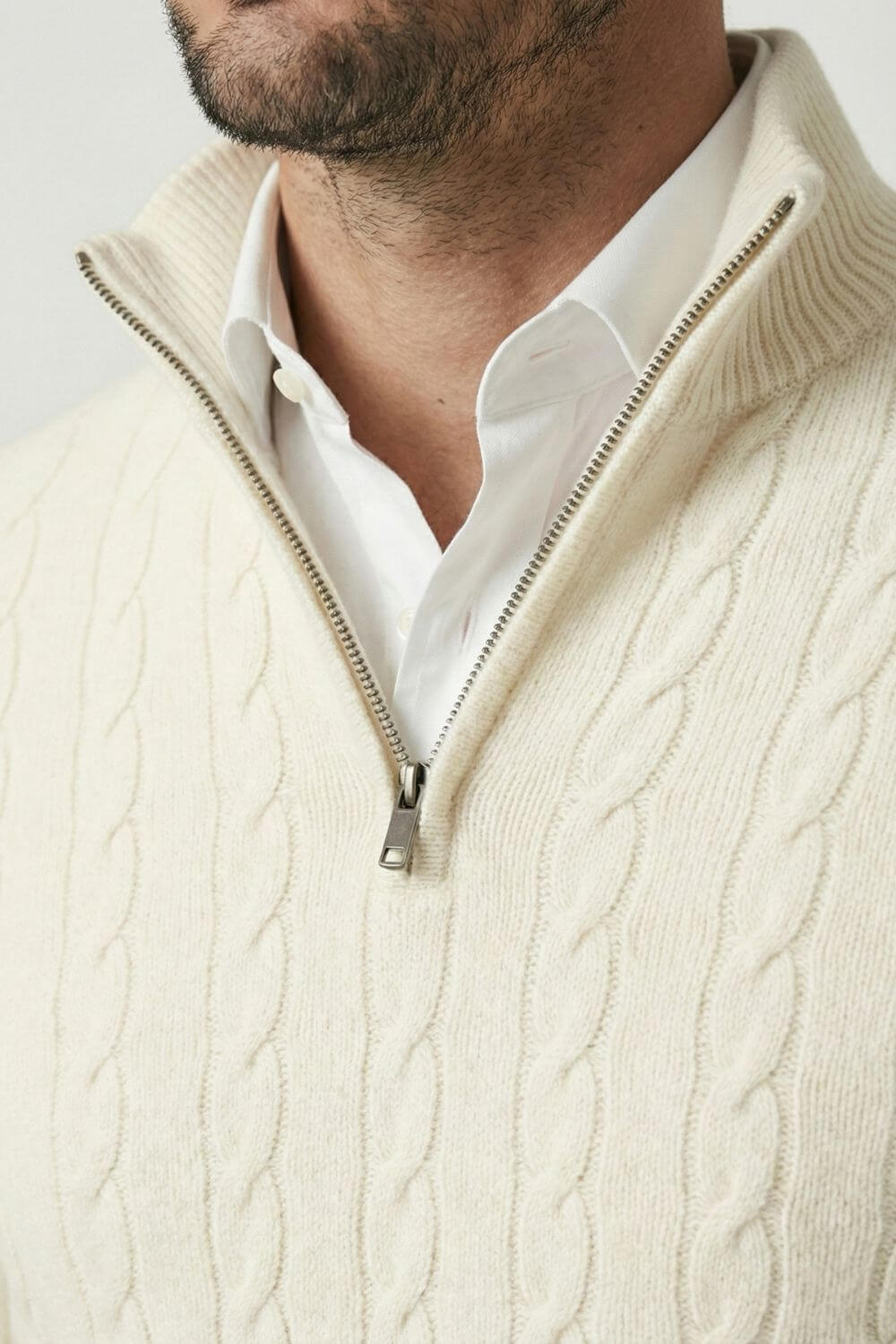 Caurelle | Men’s Cable Knitted Half Zip Jumper
