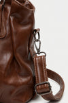 Women's Large Capacity Leather Shoulder Bag with Buckle Handle