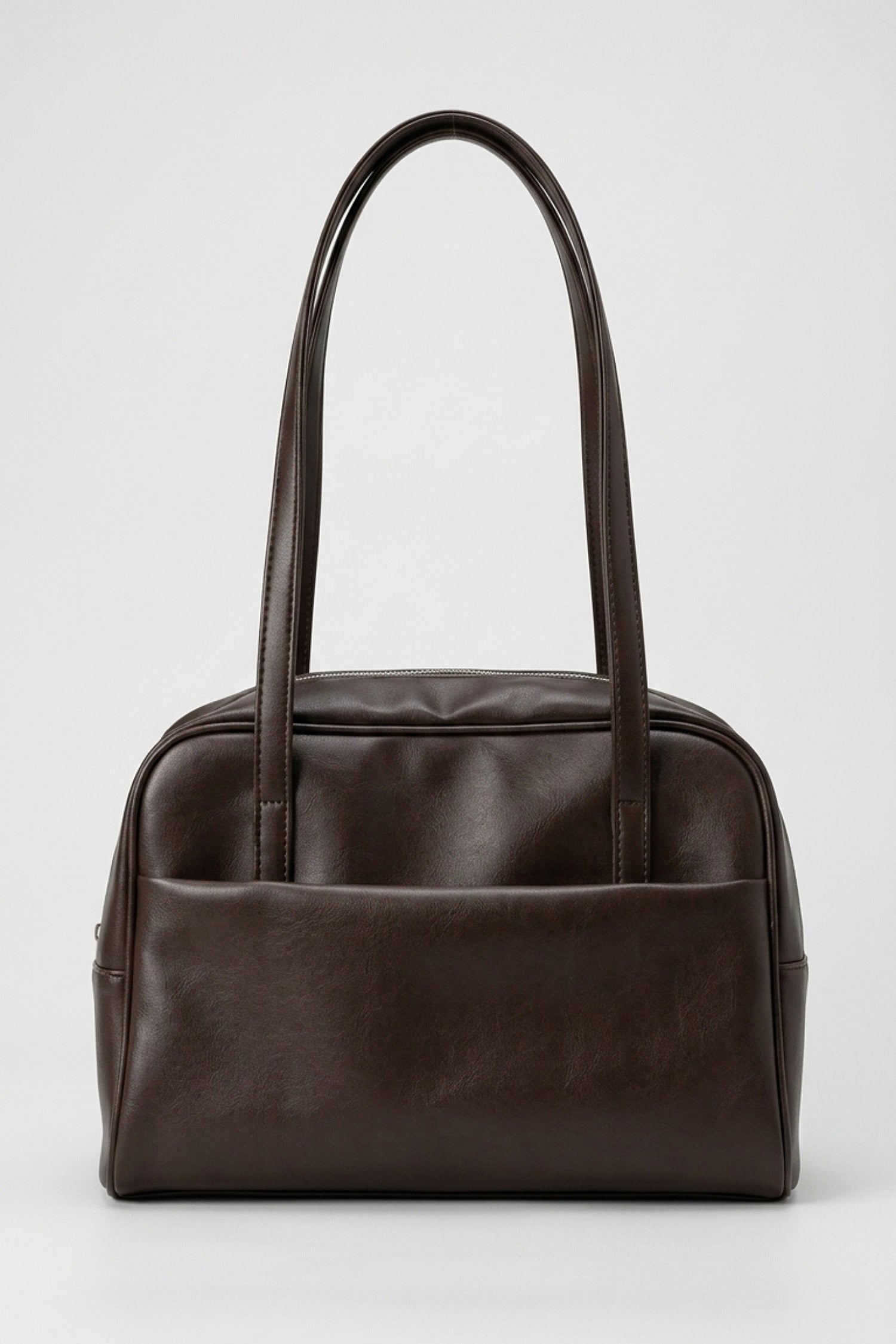 Women's Spacious Leather Shoulder Bag with Double Handle