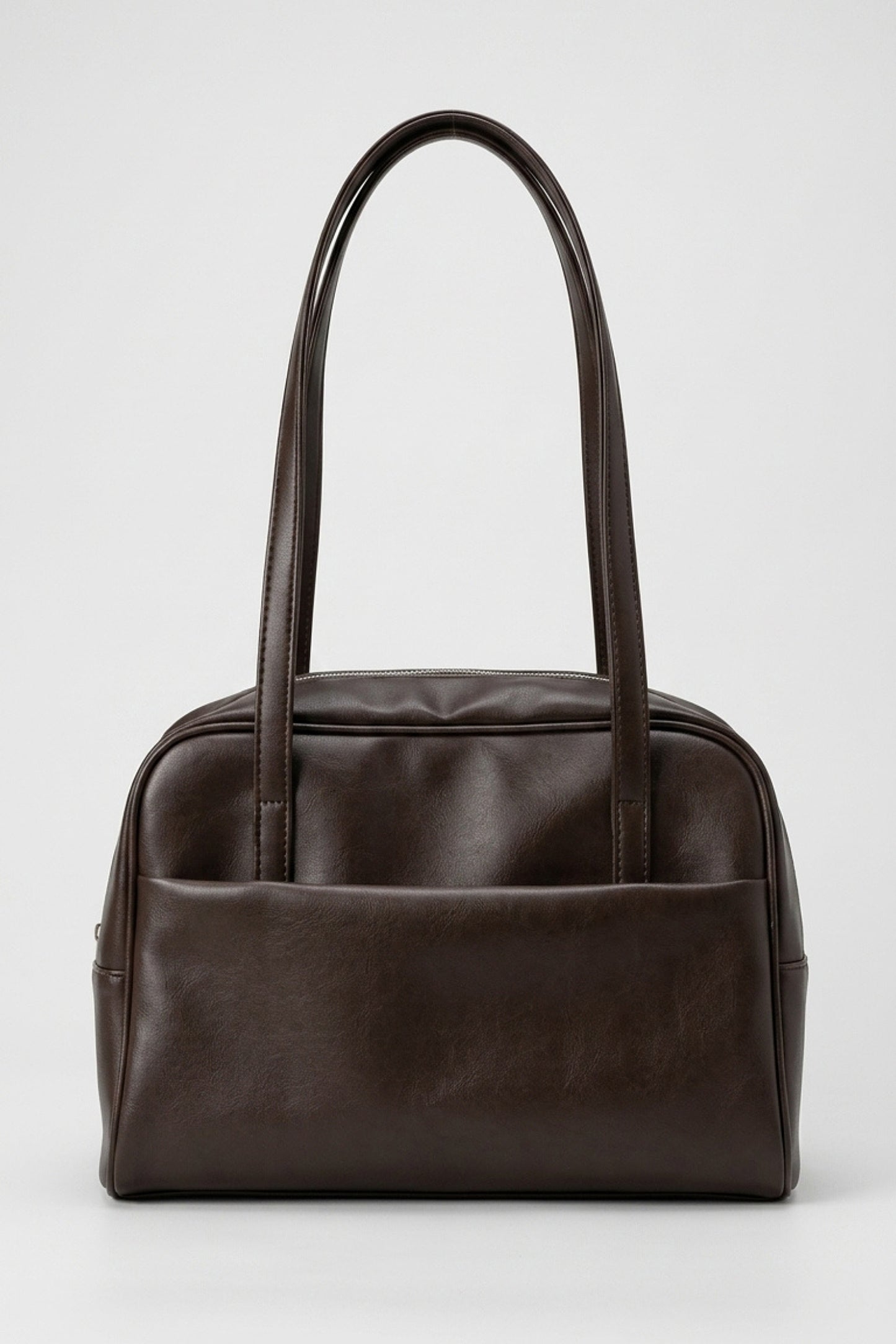 Women's Spacious Leather Shoulder Bag with Double Handle