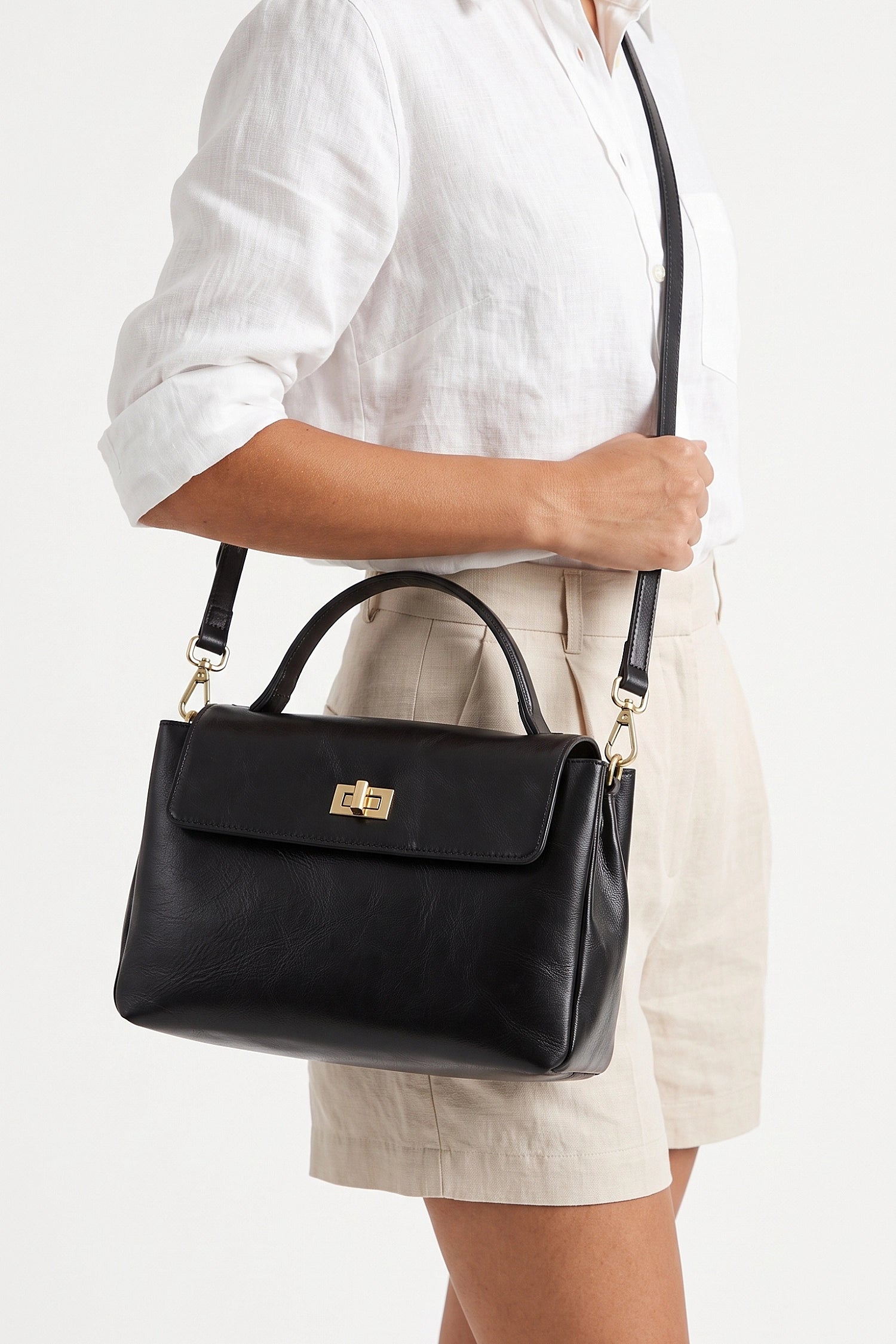 Women's Versatile Genuine Leather Satchel Crossbody Bag with Top Handle