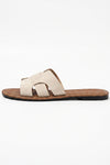 Women's H Strap Flat Sandals Taupe Slip On Summer Sandals