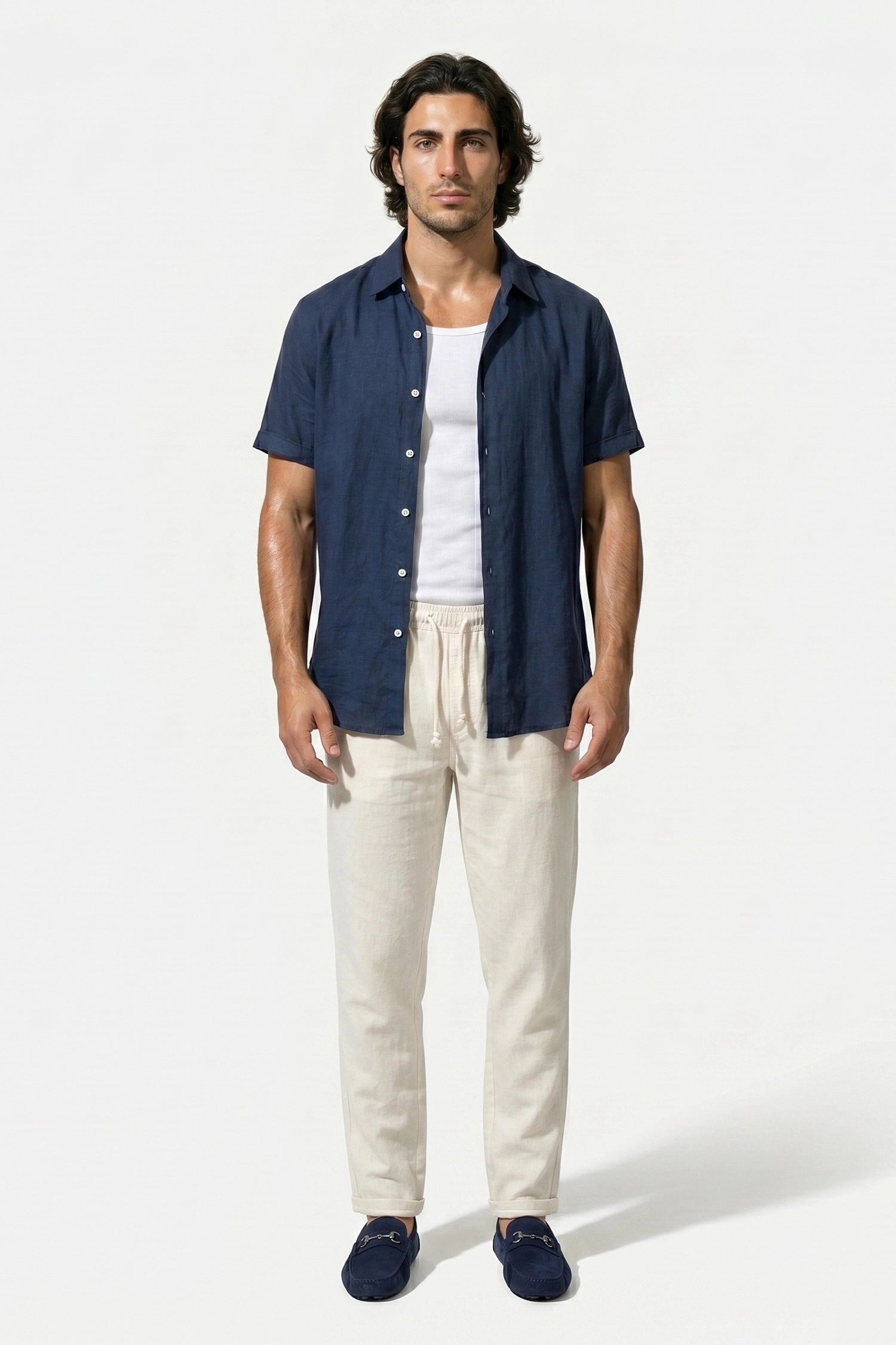 Caurelle | Men’s Shirt and Trousers Set Linen Look Comfort Summer Outfit