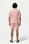 Men's Ribbed Knit Resort Shirt and Shorts set with Camp Collar